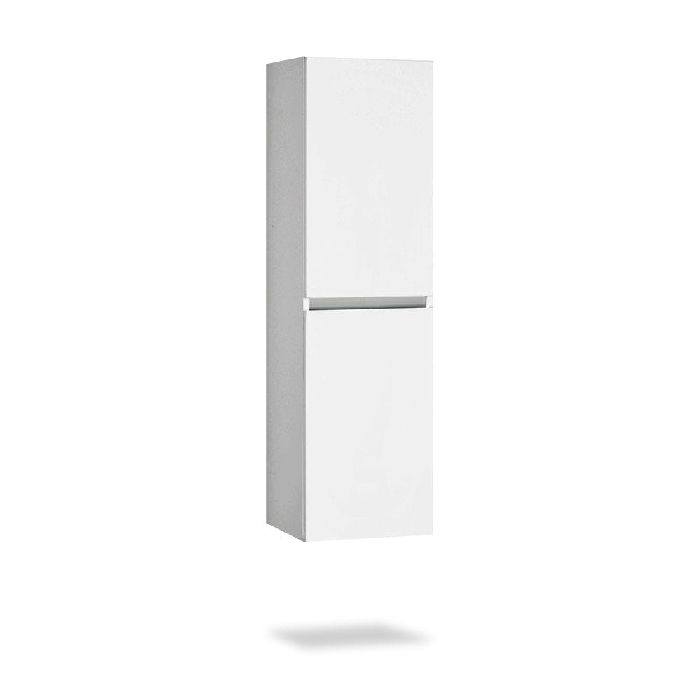 14" Wall-mount glossy white linen cabinet