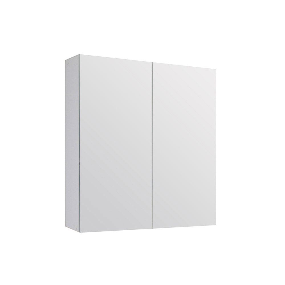 24" Glossy white medicine cabinet with 2 mirror doors