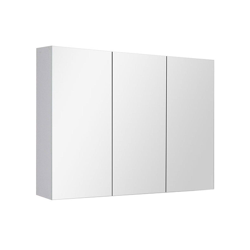 36" Glossy white medicine cabinet with 3 mirror doors