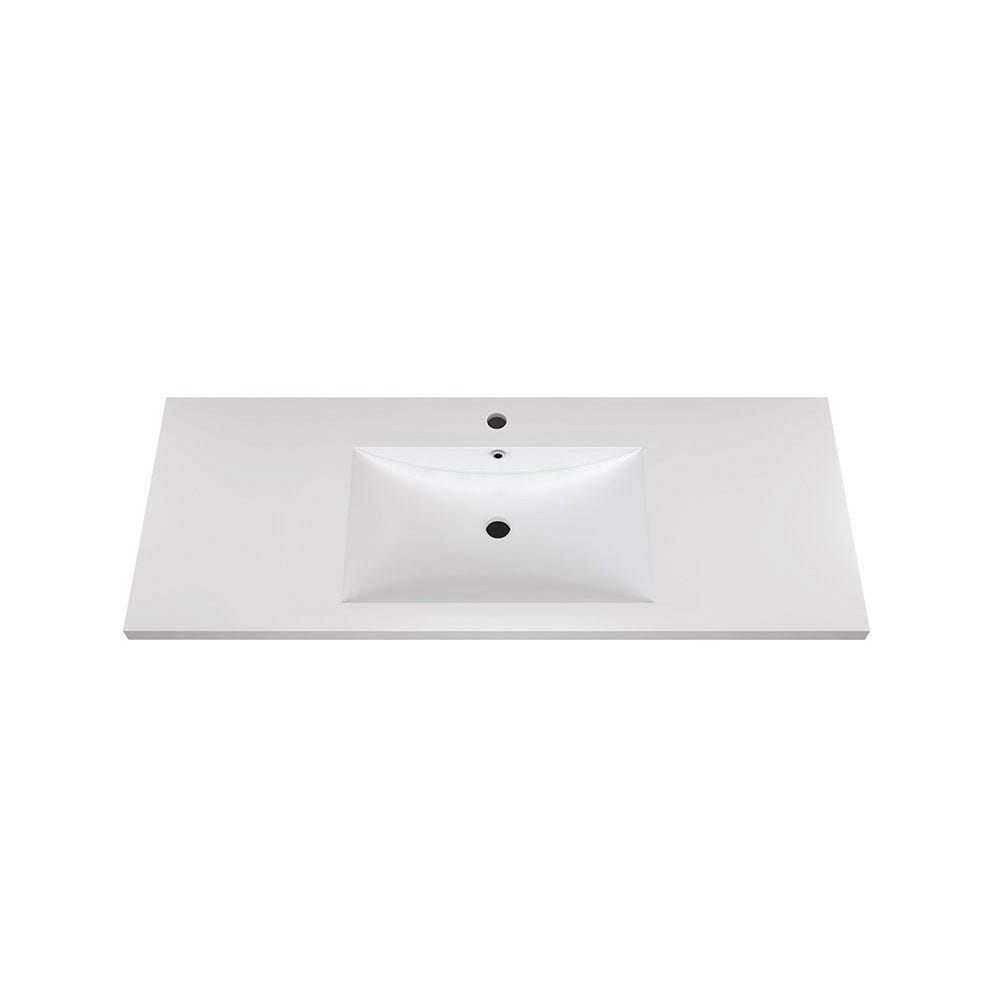 48" White polymarble vanity top with rectangular sink