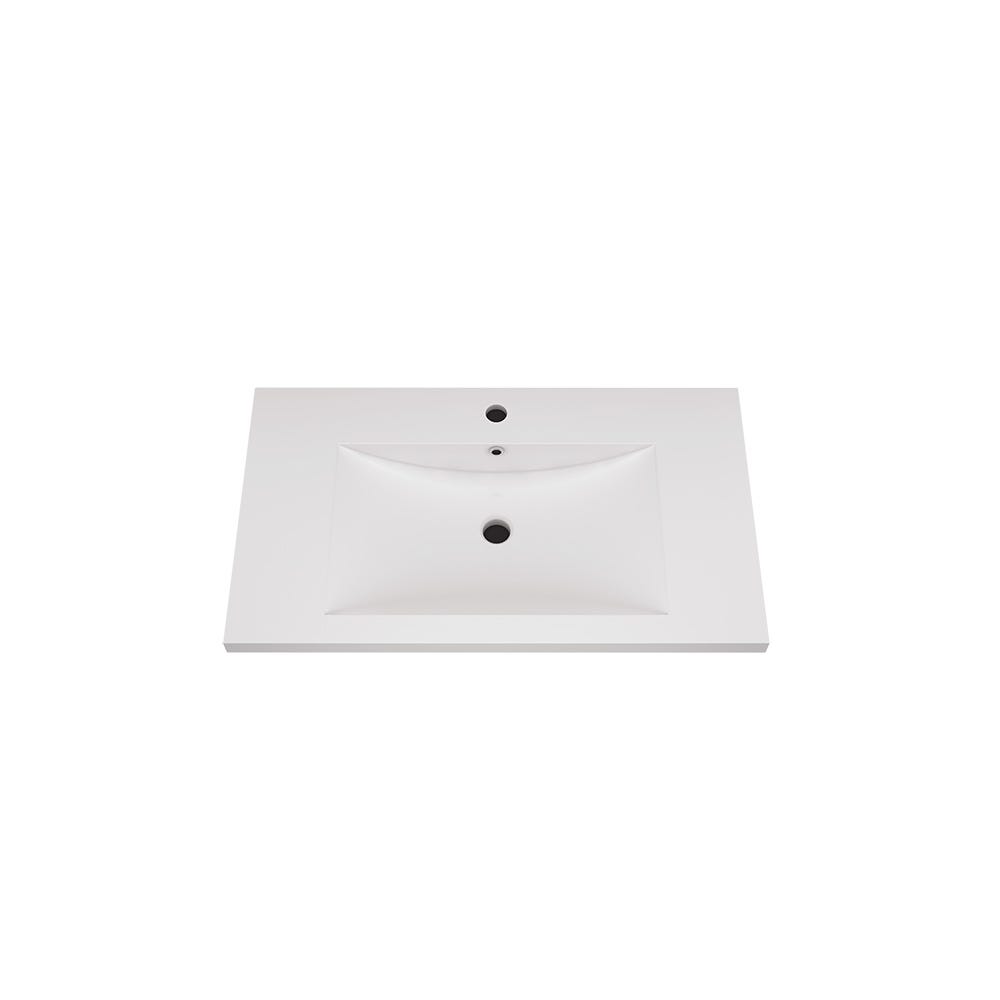 32" White polymarble vanity top with rectangular sink