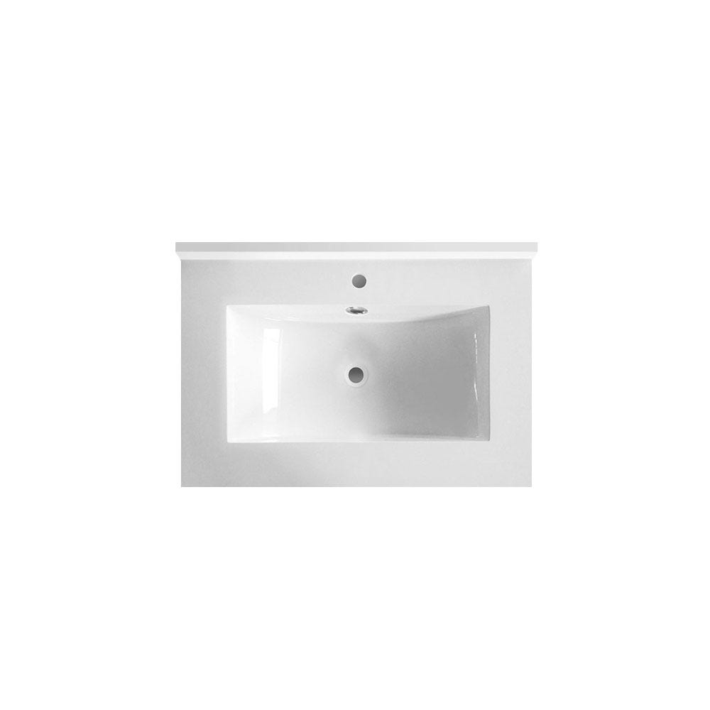 30" White polymarble vanity top with rectangular sink