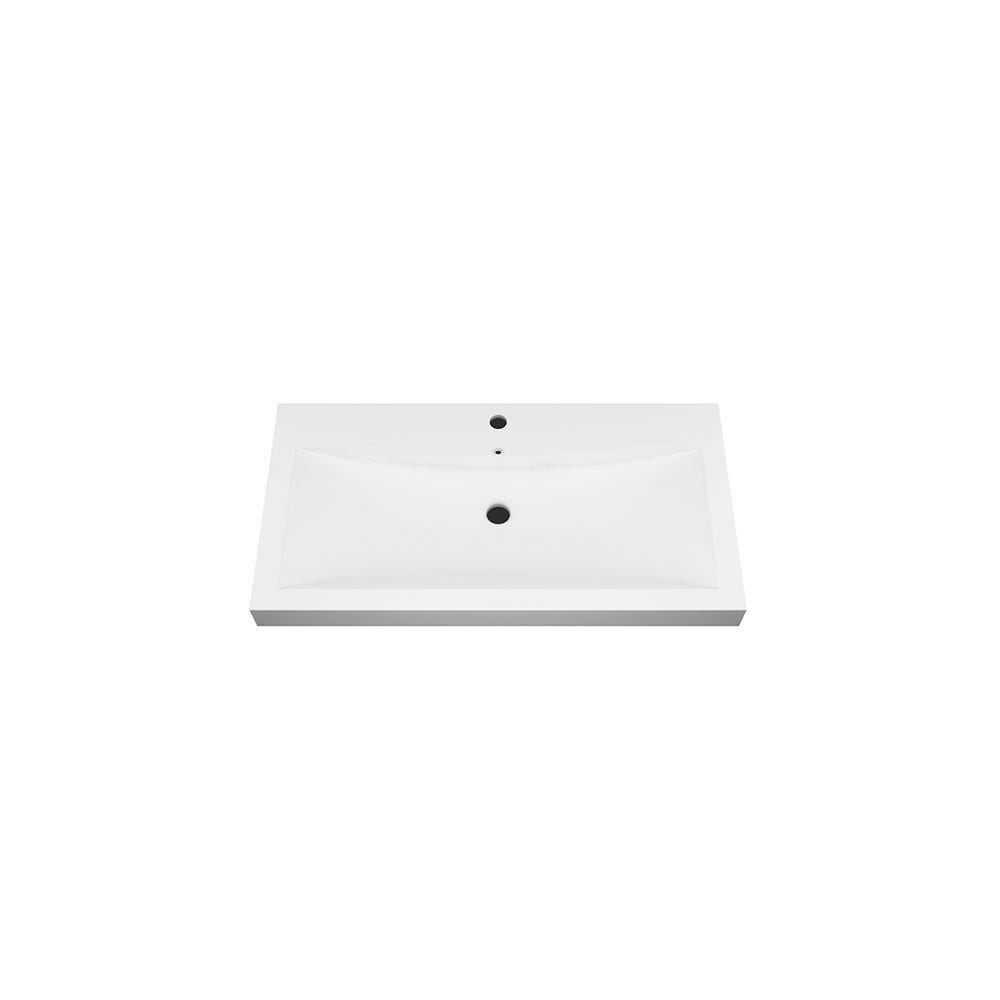 36" White polymarble vanity top with elongated sink