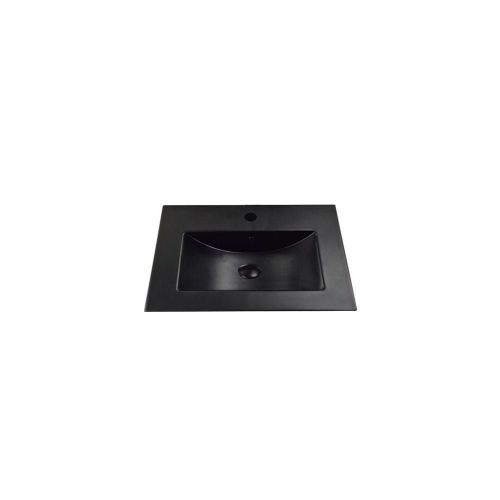 24" Matte black porcelain vanity top with sink