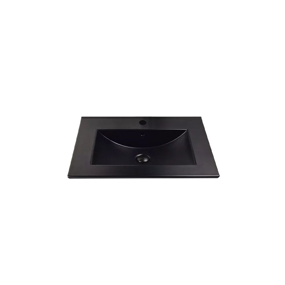 Dessus de vanité 30" en porcelaine noir mat à lavabo rectangulaire