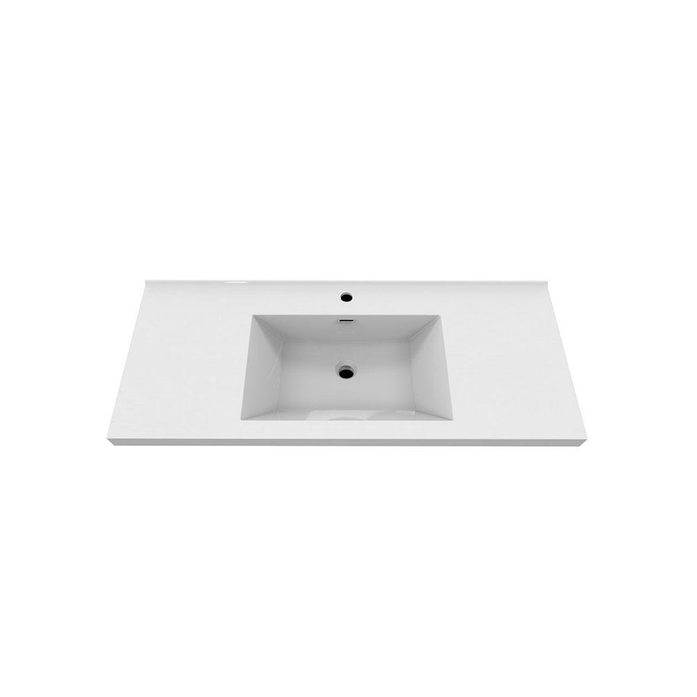 Dessus de vanité en polymarbre 48" x 19" avec lavabo rectangulaire