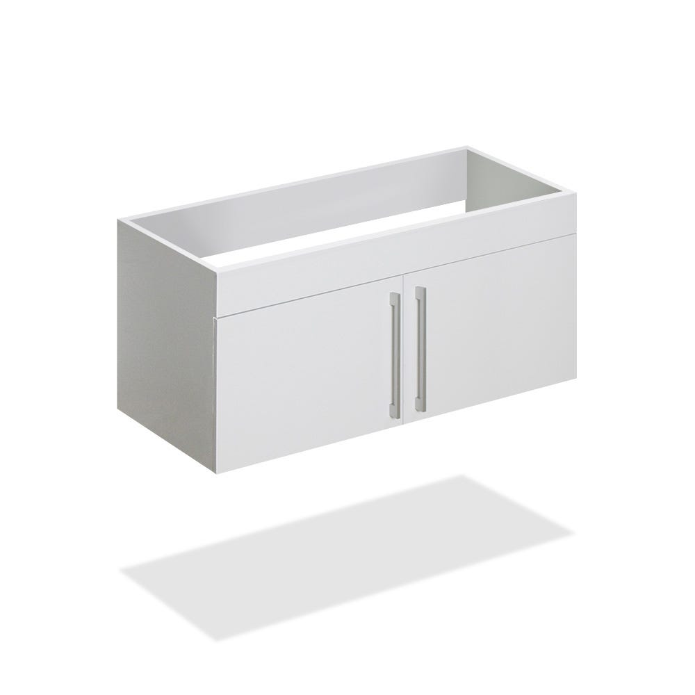 36" Glossy white wall vanity with 2 doors